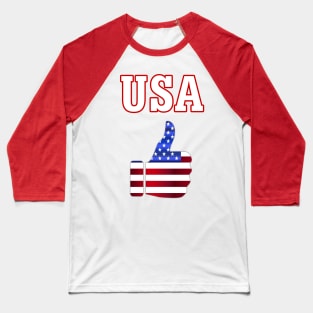 USA Thumbs Up American Flag Baseball T-Shirt